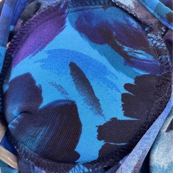 Chaps Womens Blue Floral Sleeveless V-Neck Wrap Dress PM - New - Picture 5 of 8